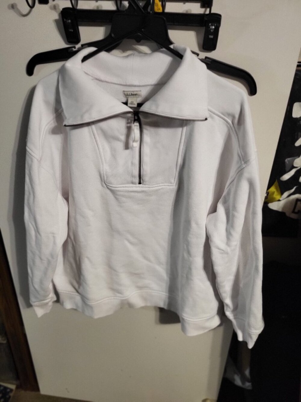 WOMANS L.L. BEAN QUARTER ZIP SWEATSHIRT PULL OVER WHITE SIZE 2X